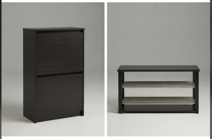 QUICK SALE (BARGAIN): Hallway Shoe Storage Set (Tall 2 - Compartment Cabinet & Matching Shoe Bench) - Excellent Condition (Collectelion D13)