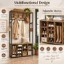 Industrial Coat Rack with Shoe Bench, Storage Shelves & Hooks 100cm Hallway Unit Image 3