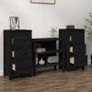 Sideboards 2 pcs Black Solid Wood Pine Image 4
