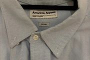 American Apparel Oxford Button-Down Shirt Light Blue Made in USA Size L