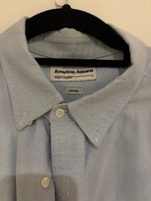 American Apparel Oxford Button-Down Shirt Light Blue Made in USA Size L