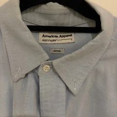 American Apparel Oxford Button-Down Shirt Light Blue Made in USA Size L