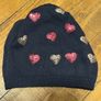Cute navy hat with sequin hearts for a girl. 2-4 years Image 2