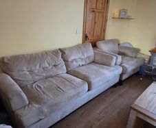 cream suede couch