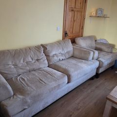 cream suede couch