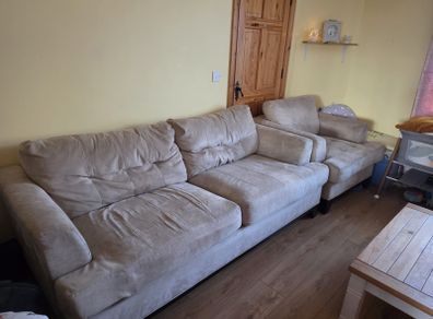 cream suede couch