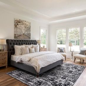 Rug for Living Room 120x180, Black Abstract Soft Bedroom Rug Non-shedding