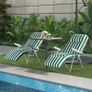 2 Pieces Garden Patio Furniture Set of 2, Outdoor Foldable Sun Recliners Loungers with Multi Position Relaxers Chairs and Cushions (Green White) Image 3