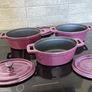 Three Unused Purple Iron Enamel Mini Casseroles Image 5