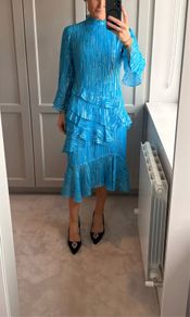 Saloni ruffled silk midi dress