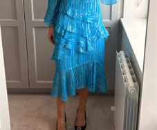 Saloni ruffled silk midi dress
