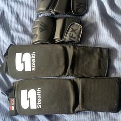 MMA gloves and shin pads