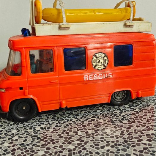 Retro plastic Mercedes van Fire Rescue Department  Bump-N-Go from Hong Kong