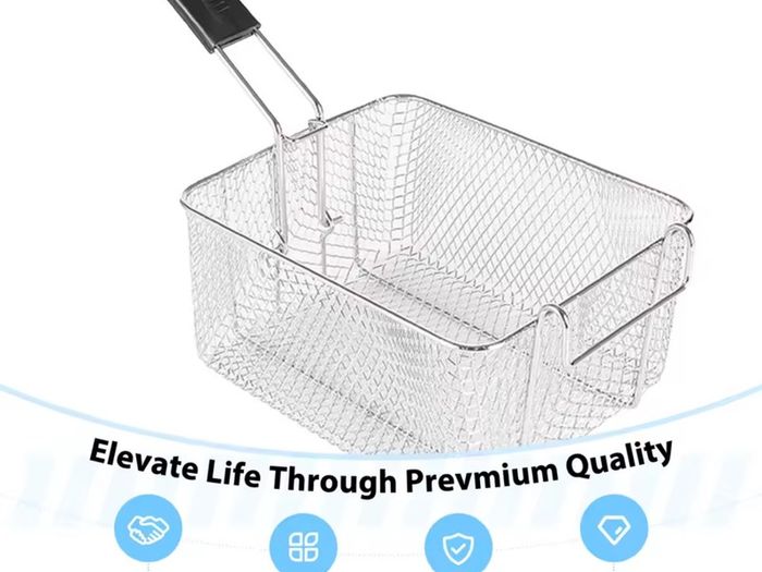 Stainless Steel Fryer Frying Basket Rectangle Wire Mesh Strainer with Long Handle Frying Cooking Tool Kitchen Cooking Tool for 6L fryer