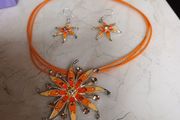 Costume  Necklace &amp; Matching  Earrings.  Length  - 9"..