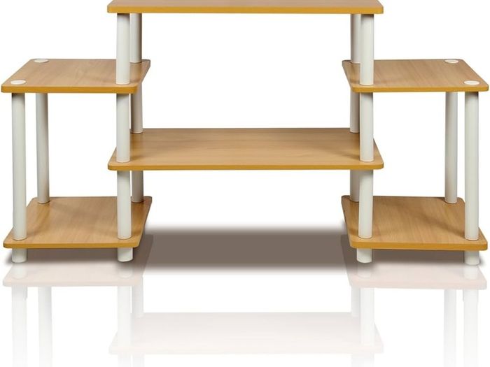 NEW SALE | No Tools Entertainment Center, TV Unit, TV Stands, Beech/White, 105.4 (W) x 58 (H) x 29.5 (D) cm