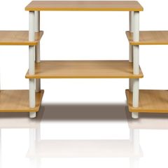 NEW SALE | No Tools Entertainment Center, TV Unit, TV Stands, Beech/White, 105.4 (W) x 58 (H) x 29.5 (D) cm