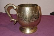 Brass Mug with foilage engraved design