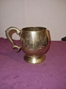 Brass Mug with foilage engraved design
