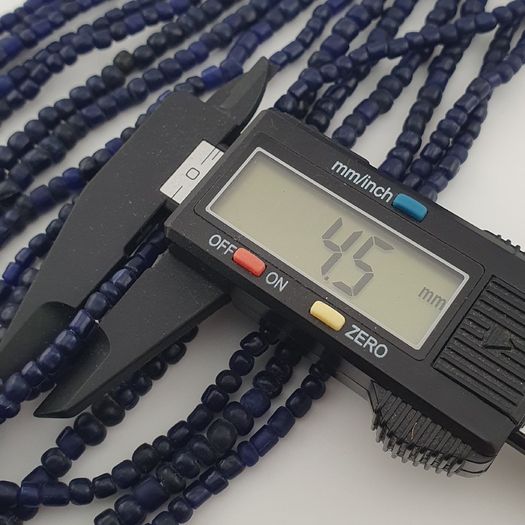 Antique African Style Dark Blue 4-5.5mm Glass Beads Necklace Strand