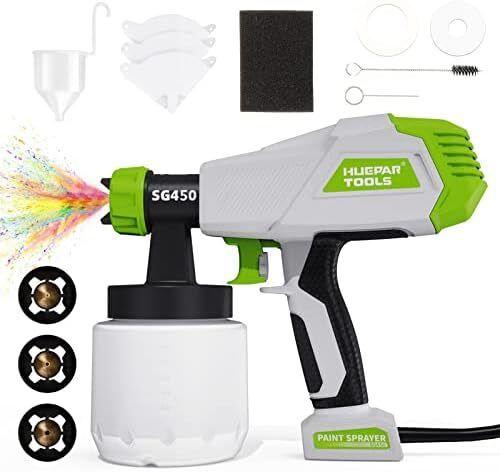 Paint Sprayer, HVLP Electric Spray Gun (800ml/3 Metal Nozzles/3 Patterns), Easy Spraying and Cleaning, for Home Interior and Exterior Walls, Ceiling, Cabinet, Fence, Chair