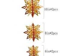 Temu 6pcs Gold Festive Hanging Snowflake Decorations