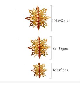 Temu 6pcs Gold Festive Hanging Snowflake Decorations