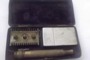 a  antique shaven kit in a brass box1st world war