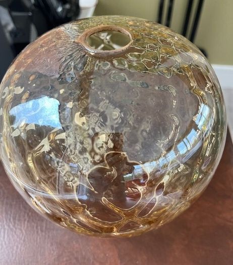 Glass Ceiling Light Shade In Prestine Vintage Condition. Stunning Gold / Amber Hue Colouring. Beautiful
