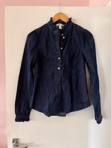 Ruffled denim shirt