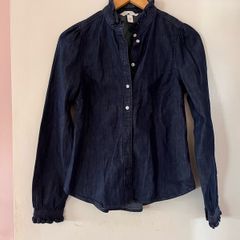 Ruffled denim shirt