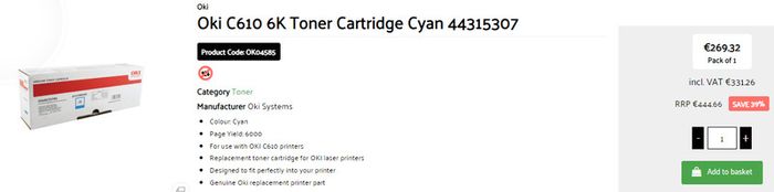 OKI Toner Cyan C610 44315307 6000 pages