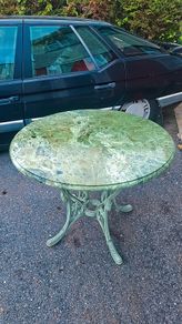 marble top cast iron table