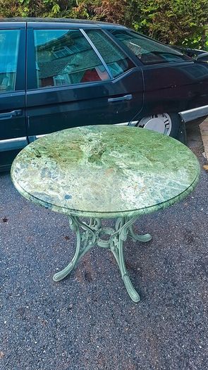 marble top cast iron table