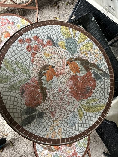 Mosaic bistro set with two chairs