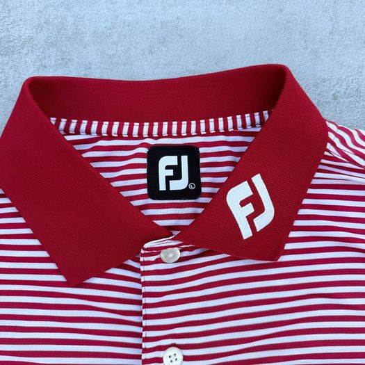 Red & White Striped Footjoy Golf Polo T-Shirt
