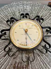 Vintage Mid Century Swiss Aneroid Barometer and Thermometer 1960s
