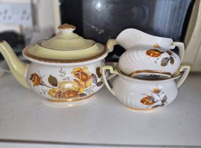Vintage Tea Pot, Sugar Bowl, Milk Jug