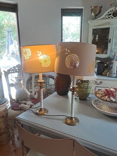 2 x Brass Vintage Candle brass Lamps