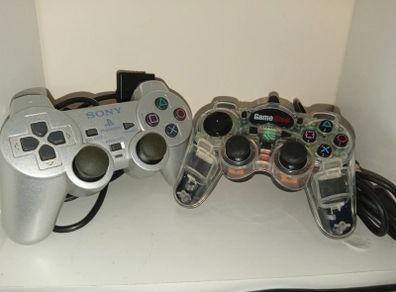 Sony PlayStation 2 Silver Controller SCPH-10010 DualShock 2 Analog plus gamestop controller