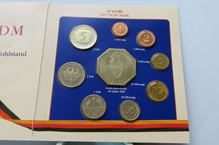 Germany Coins & Medal set 50 years Deutsche Mark 1948 - 1998