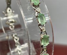 Mint Kyanite & White Zircon Cluster Bracelet (Size - 7) in Platinum Overlay Sterling Silver
