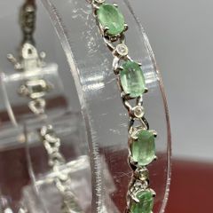 Mint Kyanite & White Zircon Cluster Bracelet (Size - 7) in Platinum Overlay Sterling Silver
