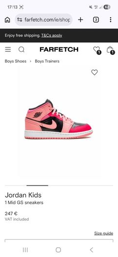 Girls Nike - Air Jordan 1 Mid GS Trainers - UK 5 EU 38 - Worn once Perfect - RRP 247