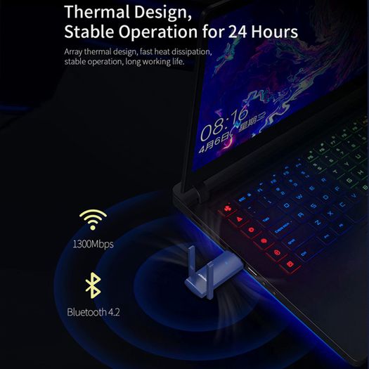 COMFAST Bluetooth+WiFi(1300Mbps) Dual Band (2.4G/5G) USB Adapter/Dongle+Hotspot - 2x3dbi Foldable External Antennas (Brand New/Warranty)