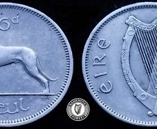 [#2423] - Ireland 1962 | Irish 6p | 6 Pence | Wolfhound | KM.13a