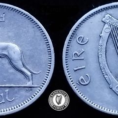 [#2423] - Ireland 1962 | Irish 6p | 6 Pence | Wolfhound | KM.13a