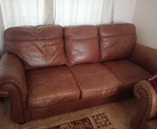 3 seater brown leather sofa
