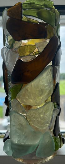 Sea Glass Candle Holder or Coin Bottle