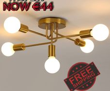 NEW SALE | Modern Sputnik Chandelier Ceiling Light, 5 Lights Golden Semi Flush Mount Ceiling Lights, Adjustable Ceiling Light Fitting for Living Room Kitchen Dining Room Farmhouse Hallway